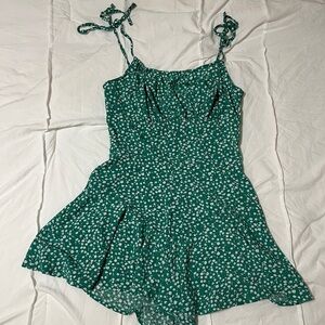 Green Flowy Floral Romper